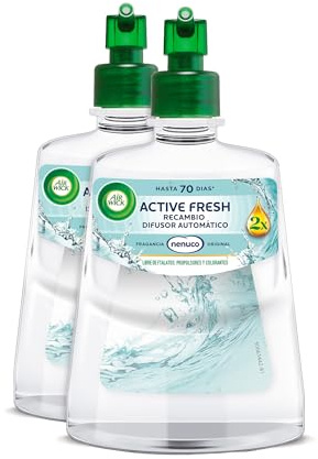 Air Wick Active Fresh Spray Automatico Sin Aerosol - 2 Recambios de ambientador para casa con Aroma a Nenuco