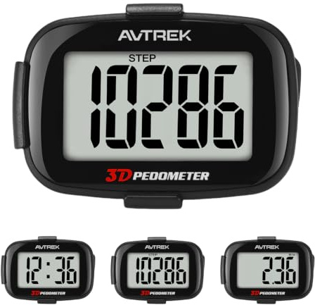 AVTREK Podómetro 3D con indicador de pasos, distancia y tiempo, 2204-2