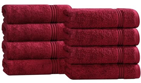 Superior Egyptian Cotton Bath Towel Set, Towels For Home Bathroom, Master, Guest Bath, Decor Essentials, Quick Dry, Absorbent, Large Body Towels, Spa, Hotel, Resort, Adult, Kids, Set of 8, Burgundy
