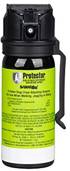 SABRE RED SABRE Protector Dog Pepper Spray & Belt Clip, Fast Flip Top Safety, 7 Bursts, 15-Foot (4.6-Meter) Range, Humane Dog Attack Deterrent, Max Strength Allowed By EPA for Self Defense, 1.8 fl oz