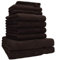 Betz 10-TLG. Handtuch-Set Premium 100% Baumwolle 2 Duschtücher 4 Handtücher 2 Gästetücher 2 Waschhandschuhe Farbe Dunkelbraun