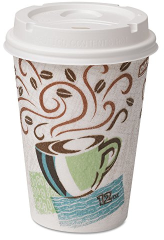 Dixie 5342COMBO600 Paper Hot Cups & Lids Combo Bag, 12oz, 50/Pack