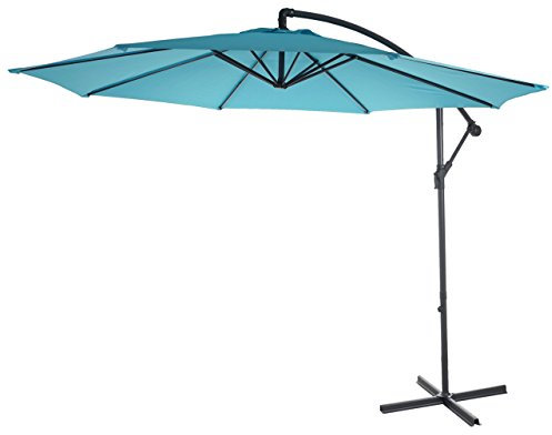 Mendler Parasol déporté semi-pro Acerra, 3m inclinable - turquoise sans support