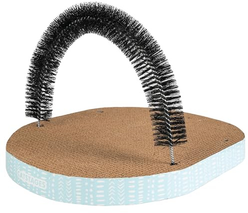 Catstages Scratch & Groom Cat Scratcher with Removable Curved Brush for Self-Grooming Station, Orange