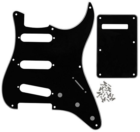 FLEOR 8 Löcher ST Pickguard SSS Style Scratchplate und Tremolo Cavity Cover und Befestigungsschraube für Vintage ST Gitarre, 3-lagig Schwarz/Weiß/Schwarz