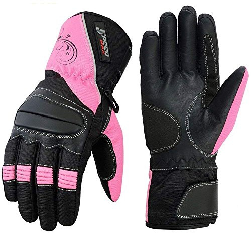 LADIES PINK SPEED MAXX WOMENS MOTORBIKE/MOTORCYCLE/MOTOCROSS TEXTILE GLOVES (M)