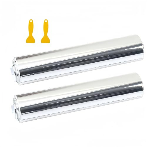Mioke Lackschutzfolien für Auto,2Rolls Silber Autofolie Aufkleber,1520 x 200mm/300mm/50mm,High Glossy Auto Folien Selbstklebend Flexibel Auto Shutz (1500 x 300mm*2PCS)