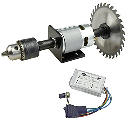 CHANCS Machine de scie Circulaire 775 Moteur électrique CC CC 24V 12000tr/min Arbre de Sortie Double Bricolage scie perceuse avec contrôleur de Vitesse PWM