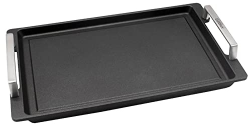 Eurolux Teppanyaki Grillplatte 41 x 24 cm beschichtet - Edelstahl-Seitengriffe - alle Herdarten inkl. Induktion & Grill - glatte Antihaft Oberfläche - Made in Germany