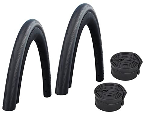 Ziegenpeter 2 x Schwalbe Lugano II Rennrad Drahtreifen // 23-622 (700x23C) + Schläuche, Variante:SV-Schläuche (Schwalbe), Ausführung:Schwarz
