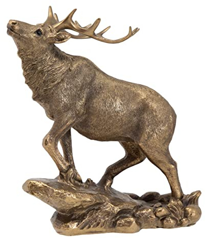 THORNE ANTIQUES AND COLLECTABLES Highland Stag Sculpture Deer Ornament Home Decor 18cm x 16cm x 4cm (Bronze)