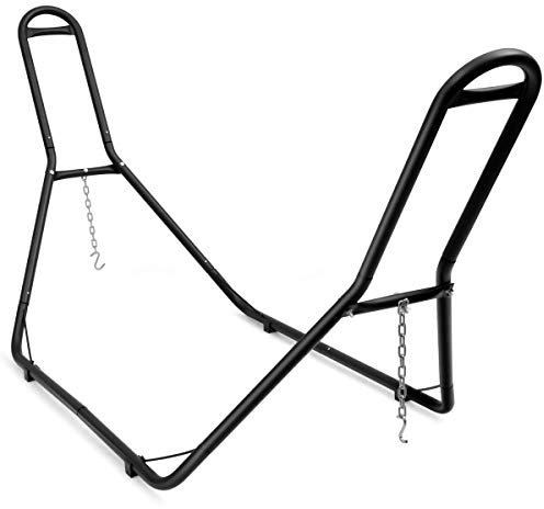 GYMAX Supporto per Amaca da Giardino, Portata di 200 kg, Telaio Metallico per Amaca a Dondolo, Doppio Tubo in Ferro, con Piedini Antiscivolo, Stabile e Durevole per Interno/Esterno