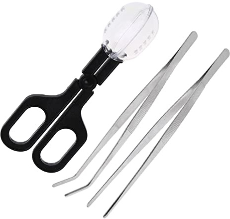 Yoogeer 3in1 Feeding Tool Reptile Feeding Tongs Cricket Clamp Bug Scooper, Cleaning Supplies Scooper+ 2X Tweezers for Reptile, Hedgehog, Hamsters, Guinea Pig,Lizard, Spider Bearded Dragon