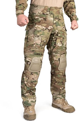 IDOGEAR SPORTS G3 Pantaloni da combattimento da uomo, tattici, militari, con ginocchiere, multi mimetico, Mimetico, 38W x 33L