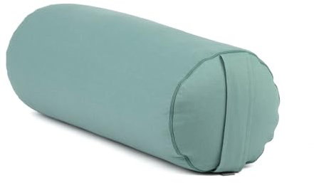 bodhi Yoga Bolster | ECO Serie | Yogarolle mit Kapok-Füllung | Waschbarer Bezug aus 100% Bio-Baumwolle | Yogakissen für Restoratives Yoga | Groß 65 x 22 cm (mineral blue)