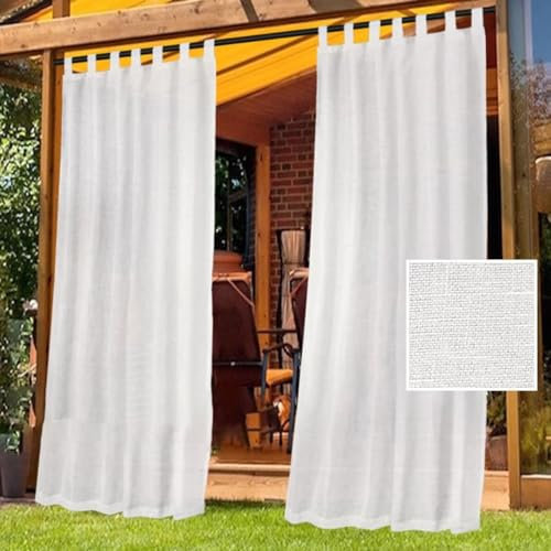 Gluhbirnen Outdoorvorhänge, Outdoor Vorhänge mit Ösen Wasserdicht, Balkon Vorhang, Transparente Vorhänge, Sonnenschutz Vorhang, Outdoor Gardinen, Vorhang Pavillon, Naturweiß, 132 * 241CM
