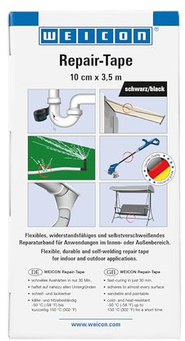 WEICON Repair-Tape 3,5 m x 10 cm, Reparaturband für Notfallreparaturen an Rohrleitungen innen und außen, schwarz