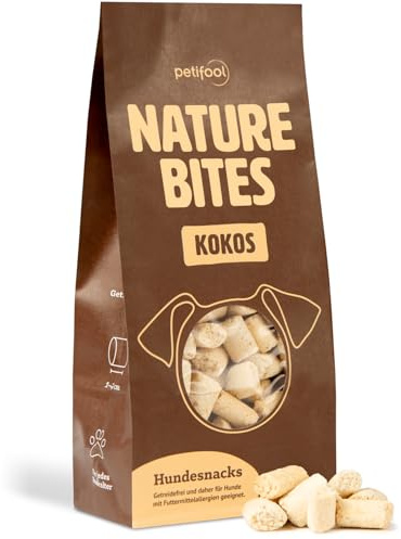 petifool Nature Bites Coco, Aperitivo Natural para Perros, Coco, plátano y Manzana, sin aditivos Artificiales, sin Cereales, Vegano, 200 g, de fabricación Alemana