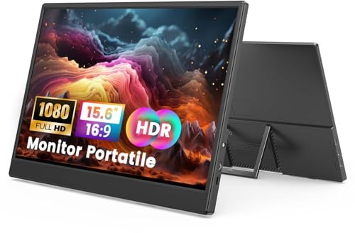 Azeyou Monitor Portátil 15.6 1080P FHD IPS, Pantalla Externa USB-C y HDMI, Monitor Ultrafino para Juegos con Soporte, Protector de Pantalla y Altavoces, Compatible con Laptop PC PS Xbox