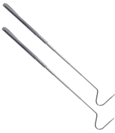JOINPAYA 2pcs Stainless Steel Retractable Snake Hook Reptile Catching Tools with Extended for Safe Handling of Snakes and Reptiles Portable Grabbing Supplies
