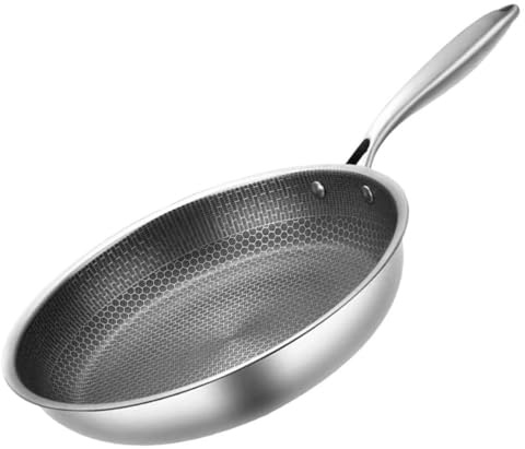 UKCOCO Sartén de Acero Inoxidable 28 Cm Antiadherente Revestimiento de Panal para Inducción Sartén Pequeña para Huevos y Filetes Ligera y Fácil de Limpiar