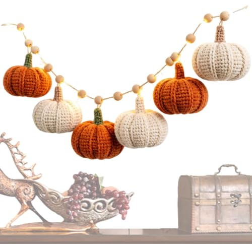 Halloween ationsbelysning Inomhus Stickad Höstlig Krans För Öppen Spis I | Höst Thanksgiving pumpa skördefest ljuslinga För Skördefesten Högtiden Utomhusfesten