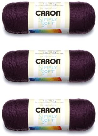 Caron Simply Soft Solids Yarn (4) Medium Gauge 100% Acrylic - 6 oz - Plum Perfect - Machine Wash & Dry