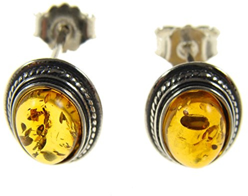 Pendientes de plata de ley 925 con ambar del Baltico joyeria