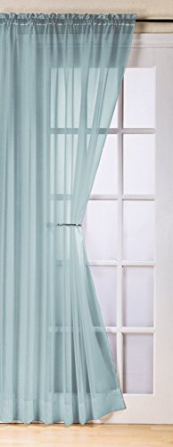 Plain duck egg blue voile net curtain panel 59x54 inches drop 150cm x 137cm approx plain slot top traditional sheer elegant door net curtain