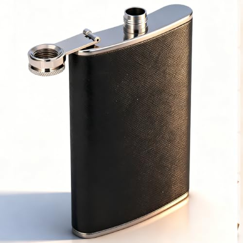 Fiaschetta per liquore per uomo, fiaschetta in acciaio inossidabile a prova di perdite con imbuto per alcol Whisky Rum Vodka(8oz/240ml)