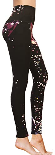 Comfy Forever Printed Leggings for Women High Waist Tummy Control Gym Yoga Pants Active Leggings for Women, Galaxy, Small/Medium