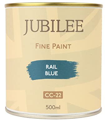 Guild Lane Jubilee Furniture Paint - Rail Blue 500ml - Multi-Surface Paint for Wood, Metal, Glass & More - Durable, Water-Based, Soft Sheen Finish - No Primer or Wax Needed