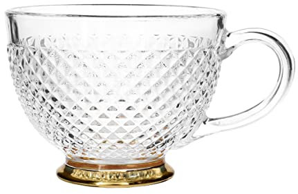 HOMLA Barrel Tazza da tè Trasparente in Stile Vintage - Tazza Funzionale con Motivo Elegante - per Feste, Banchetti, Servizio da tè - capacità 0,36 l