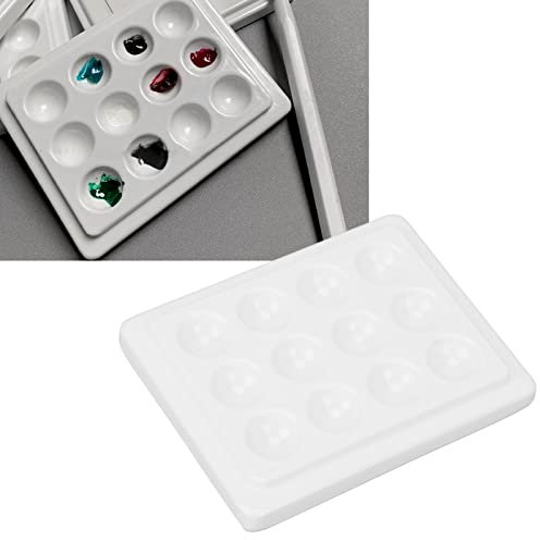 12 Wells Porzellan Acryl-Öl-Staubdichtes Maltablett DIY Craft Art Malpaletten Weiße Aquarell-Palette für Nail Art Malerei