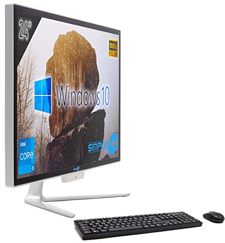 SIMPLETEK PC All in One Core i5 upp till 3,20 GHz, 8 GB SSD RAM 240 GB Windows 10 Pro | 24 tum FHD-skärm integrerad webbkamera WiFi BT LAN HDMI | Fast dator för hemmakontor i skolan