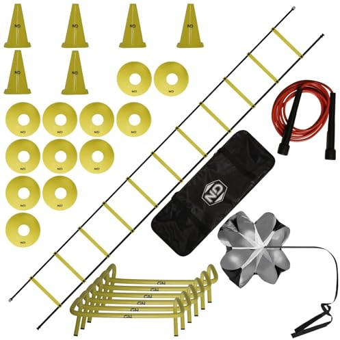 ND Sports Speed Agility Training Kit, Football Training Equipment | Ladder, Hurdles, Cones, Speed Chute, Skipping Rope & Carry Bag | Football Coaching Equipment for All Ages