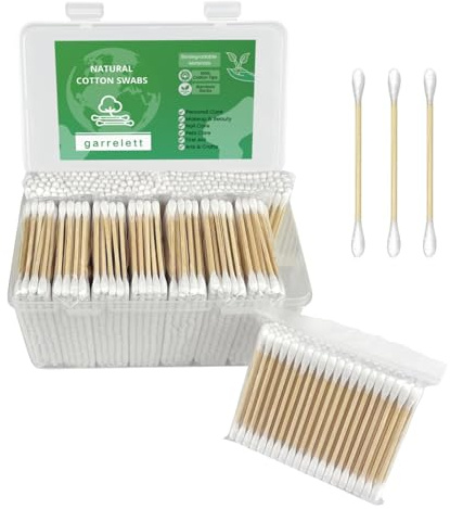 1000 ct (2000 Tips) Bamboo Cotton Swabs - Biodegradable Double Tips Cotton Buds - Natural Organic Cotton Swabs - Pure Cotton Buds For Ear Beauty & Personal Care