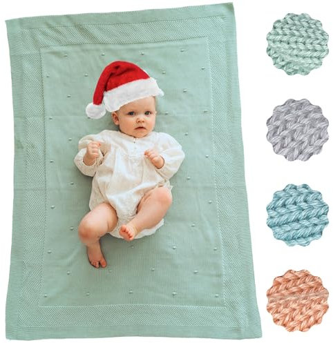 Babydecke Baumwolle (Bio) Mädchen + Junge (75x100 cm), GOTS + OEKO-TEX: Schadstofffrei + Sicher | Baby Decke für Baby Erstausstattung Neugeborene | Erstlingsdecke Sommer & Winter Kuscheldecke (Mint)