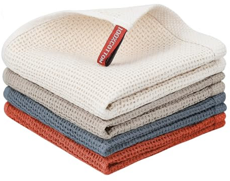 Nialnant Strofinacci in 100% cotone per lavare i piatti, confezione da 4 strofinacci a nido d'ape, super morbidi e assorbenti, multicolore, 30,5 x 30,5 cm