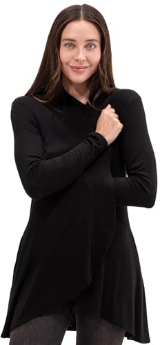 Happyluxe Lightweight Cardigan Sweaters for Women - Black Eco Cashmere Cardigan with Pockets. Long, Open Front - Made in USA