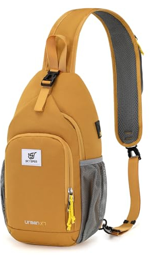 SKYSPER Bröstväska axelväska män Sling Bag liten Crossbody Bags | Män män kvinnor lätt axelväska vandring utomhus resor, URBANX7 bröstfickor