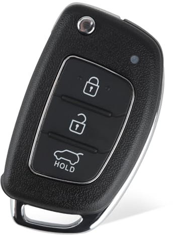 Guscio per Chiave Compatibile con Hyundai i30, i20, i10, ix20, ix35 e Kia Cee'd, Soul, Rio, Sportage, Venga -Telecomando Custodia Chiave Pieghevole a 3 Tasti in Plastica ABS e Metallo Resistente, Nero