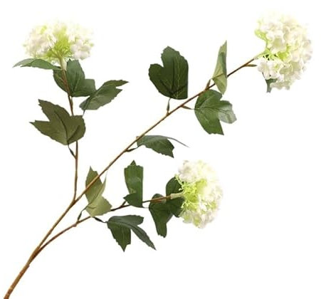 HXSCOO 3-Kopf-Hortensien aus Holz, künstliche Blume, Schneeball-Hortensien, künstliche Blume, Hochzeitsdekoration, Blumenwind, Heimdekoration, künstliche Blume(Weiß)