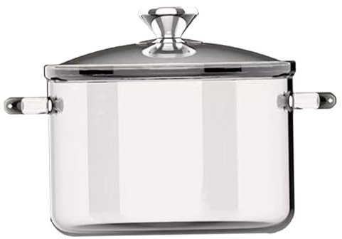 Ollas de vidrio para cocinar en la estufa, una olla a fuego lento de vidrio transparente 3.5L Gran estufa de cocinero Top Safe Borosilicate Sauce con manijas anti-escaladeras de oreja doble y macetas