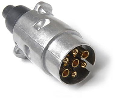 KOOLEVER 7 Pin Trailer Metal Plug, 12V Waterproof 7 Pin Trailer Plug Towbar Socket, Heavy-Duty Durable Aluminum Alloy Adapter Electrical Socket for Cars, Caravans, RVs and Trailers