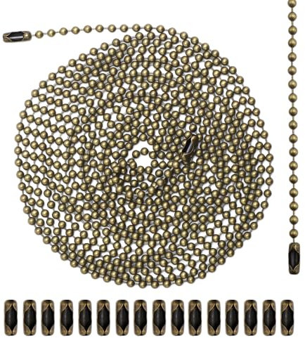 3m Catena di Trazione per Ventilatore Soffitto, Metallo Estensione Catena Trazione per Luce con 20 Connettori 3mm Tiranti per Catena di Perline Catena di Trazione per Lampada (Bronzo)