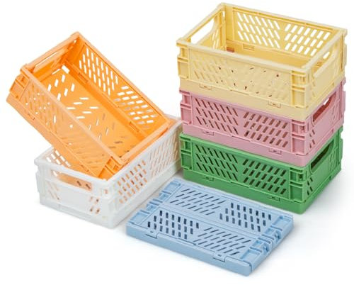 iHomara 6X Faltbarer Aufbewahrungskorb, Stabiler Klappkorb (15*9.8*5.7cm), Multifunktionaler Aufbewahrungsbox Organisation für Schrank, Bücherregal, Badezimmer, Schlafzimmer, Küche