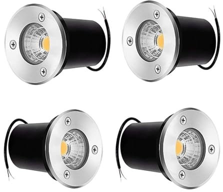 4PCS Ground LED Landscape Lights - 3W COB Recessed LED Spot Lights, IP67 Waterproof Round Garden LED Floor Lights, 12V Low Voltage Outdoor Buried Lights, For Patios, Lawns, Driveways Deck(RGB)