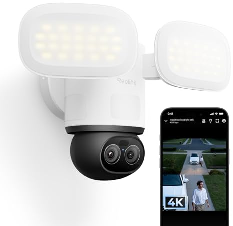 Reolink Camera Surveillance WiFi Exterieure, 4K Double Objectif, PTZ 360° | Zoom x6, Projecteur 3000 Lumens, Wi-FI 6, Détection Intelligente, Recherche Vidéo IA Locale, TrackFlex Floodlight WiFi