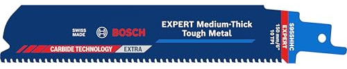 Bosch 1x Hoja EXPERT Medium-Thick Tough Metal S955HHC (para Acero, Tubos de acero inoxidable, Longitud 150 mm, Professional Accesorios Sierra sable)